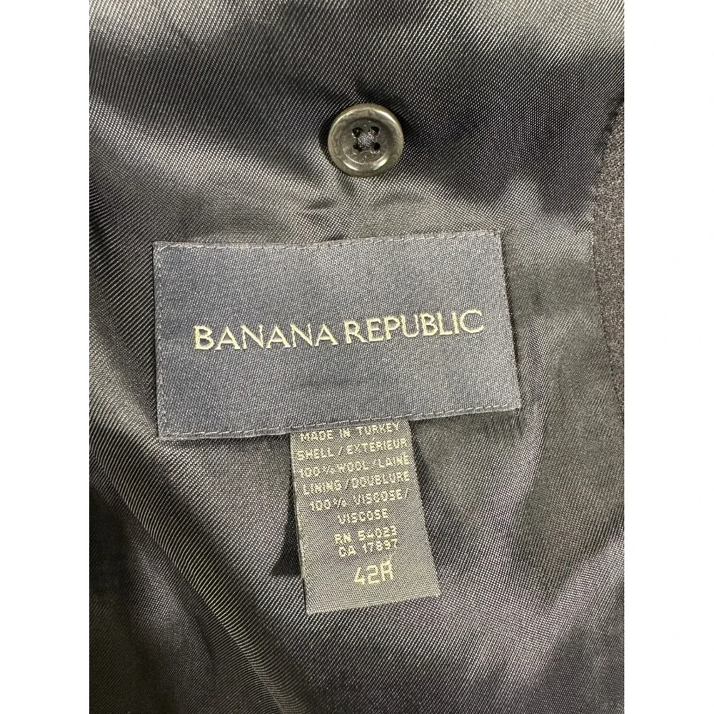 Banana Republic‎ Mens 42R Wool Blazer Charcoal Gray 2 Button Suit Jacket